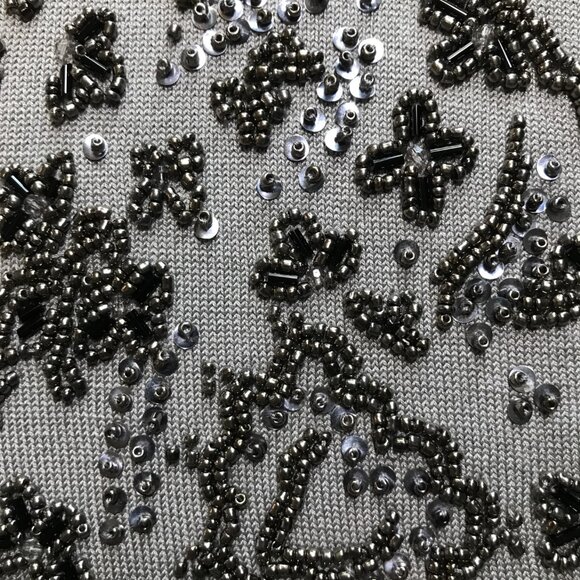 Talbots Petites Gray Beaded Silk Blend Twinset - Picture 8 of 16